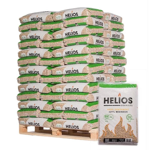 HELIOS Hochleistungs-Holzpellets – Palette 975kg (65 Säcke)