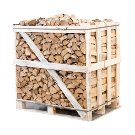 Halbe Palette kammergetrocknetes gespalten Birke Brennholz 25cm